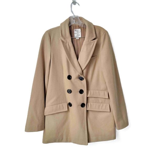 Tulle Womens Double Breasted Wool Blend Coat Notched Lapel Pockets Small - Picture 1 of 8